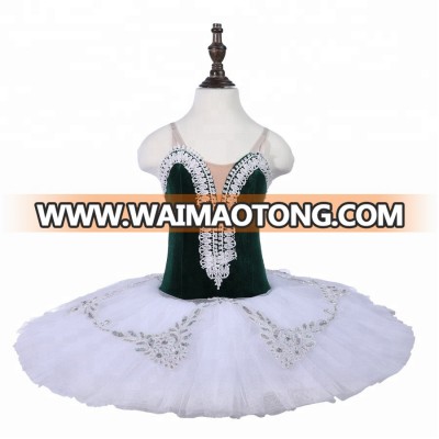 green white ballerina costume tutu junior pre-professional tutu dress dance costume for girls PPL18073